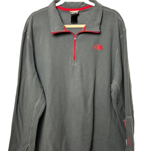 The North Face Men’s Size XXL Gray Pullover Fleece Long Sleeve Quarter Zip Top - Picture 1 of 10